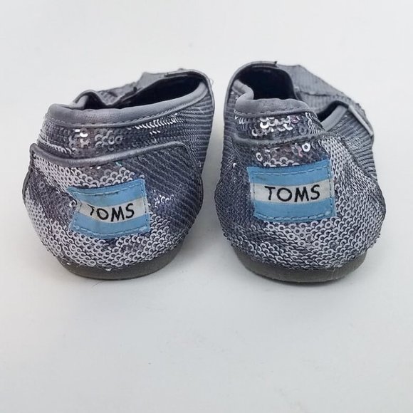 TOMS Silver Sequin Classic Shoes Women's Size 7.5 - Picture 6 of 8